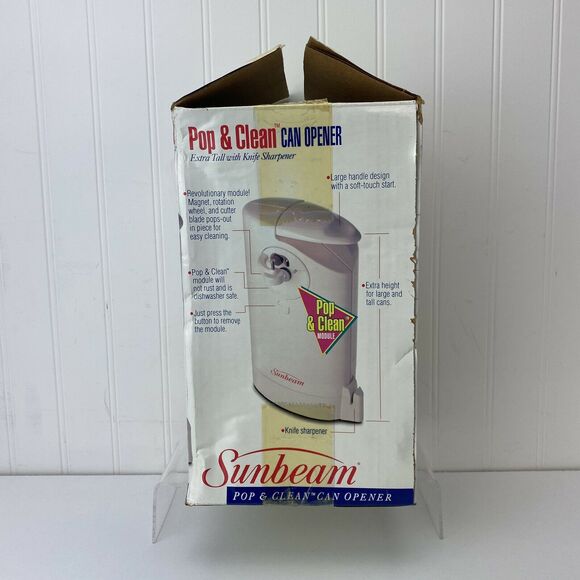 OPEN BOX NEW Sunbeam Pop & Clean Extra Tall Counter Top Can Opener 3114 - Picture 2 of 5